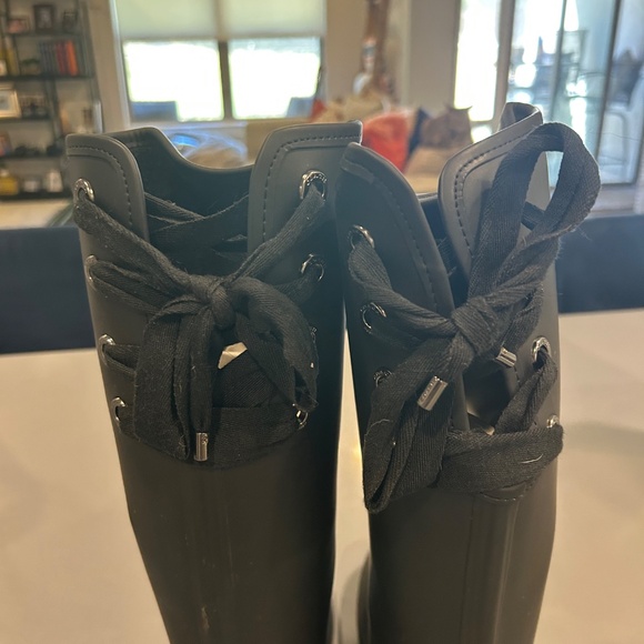 Black Coach Tristee Lace-Up Rain Boots - Picture 2 of 3